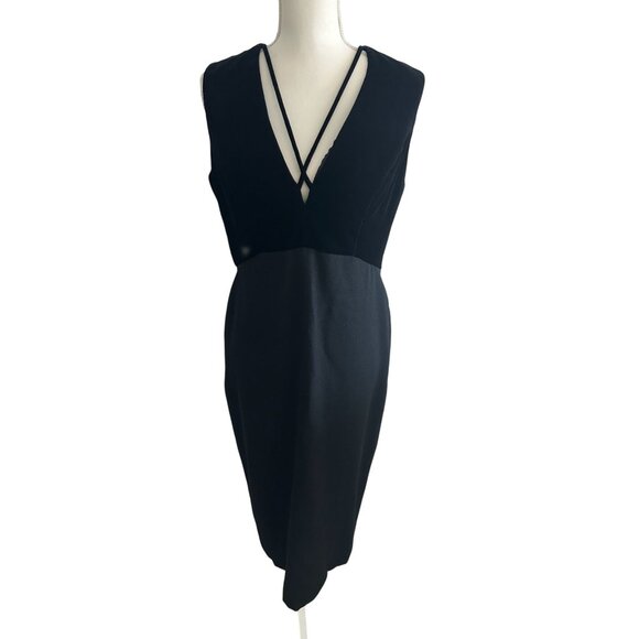 DONALD DEAL Black Velvet V Neck Cocktail Dress Size US 10 - Picture 5 of 8